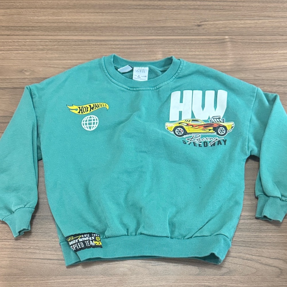 Zara Kids Green Hot Wheels Sweatshirt